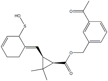 (1R,3S)-2,2-Dimethyl-3-[[(3E)-2,3,4,5-tetrahydro-2-oxothiophen]-3-ylidenemethyl]cyclopropane-1-carboxylic acid-3-(methylcarbonyl)benzyl ester Struktur