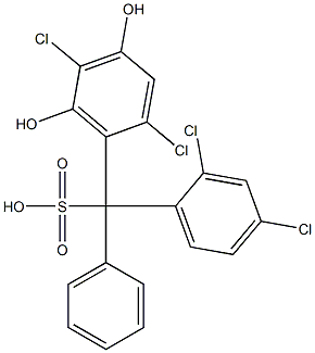 (2,4-Dichlorophenyl)(2,5-dichloro-4,6-dihydroxyphenyl)phenylmethanesulfonic acid Struktur