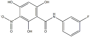 2,4,6-Trihydroxy-3-nitro-N-(3-fluorophenyl)benzamide Struktur