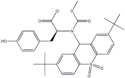 [(2S)-2-[(2,7-Di-tert-butyl-9H-thioxanthene 10,10-dioxide)-9-ylmethoxycarbonylamino]-3-(4-hydroxyphenyl)propionyl] chloride Struktur