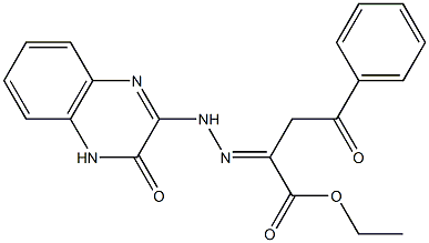 2-[2-(3,4-Dihydro-3-oxoquinoxaline-2-yl)hydrazono]-4-oxo-4-(phenyl)butyric acid ethyl ester Struktur