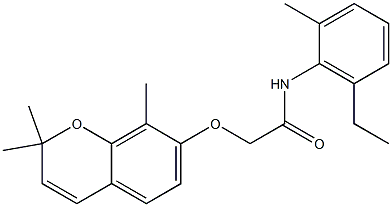 2-[[2,2-Dimethyl-8-methyl-2H-1-benzopyran-7-yl]oxy]-2'-methyl-6'-ethylacetanilide Struktur