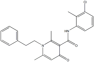 N-(2-Methyl-3-chlorophenyl)-1-phenethyl-2,6-dimethyl-4-oxo-1,4-dihydro-3-pyridinecarboxamide Struktur