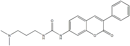 N-(3-Phenyl-2-oxo-2H-1-benzopyran-7-yl)-N'-[3-(N,N-dimethylamino)propyl]urea Struktur