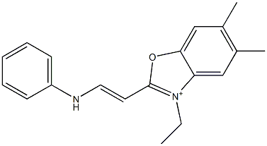 3-Ethyl-5,6-dimethyl-2-[2-(phenylamino)ethenyl]benzoxazol-3-ium Struktur