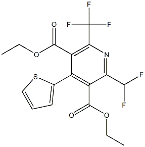 2-Difluoromethyl-6-(trifluoromethyl)-4-(2-thienyl)pyridine-3,5-dicarboxylic acid diethyl ester Struktur