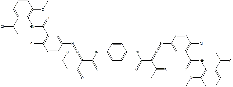 3,3'-[2-(Chloromethyl)-1,4-phenylenebis[iminocarbonyl(acetylmethylene)azo]]bis[N-[2-(1-chloroethyl)-6-methoxyphenyl]-6-chlorobenzamide] Struktur