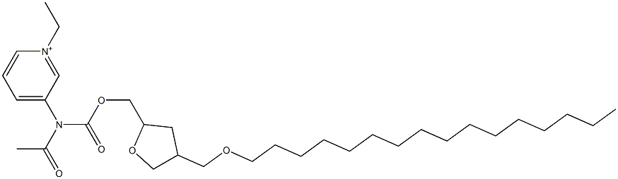 3-[N-Acetyl-N-[[(tetrahydro-4-hexadecyloxymethylfuran)-2-yl]methoxycarbonyl]amino]-1-ethylpyridinium Struktur