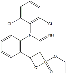 1-(2,6-Dichlorophenyl)-3,4-epoxy-1,2,3,4-tetrahydro-2-imino-3-quinolinecarboxylic acid ethyl ester Struktur