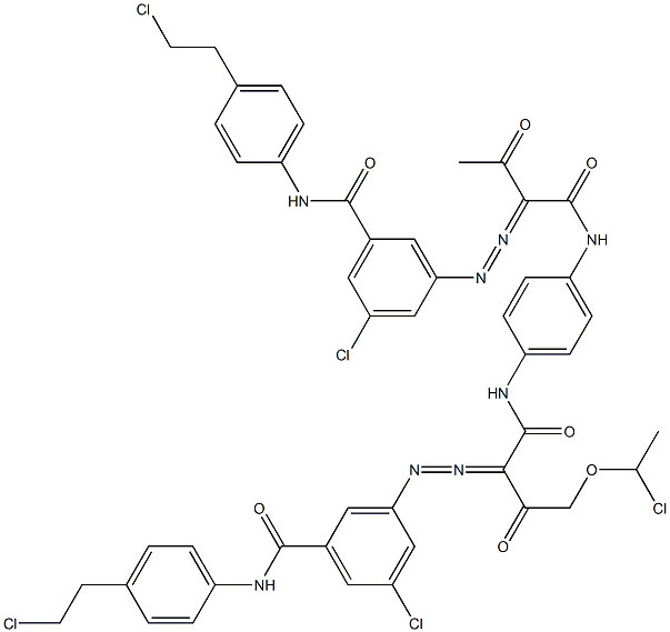 3,3'-[2-[(1-Chloroethyl)oxy]-1,4-phenylenebis[iminocarbonyl(acetylmethylene)azo]]bis[N-[4-(2-chloroethyl)phenyl]-5-chlorobenzamide] Struktur