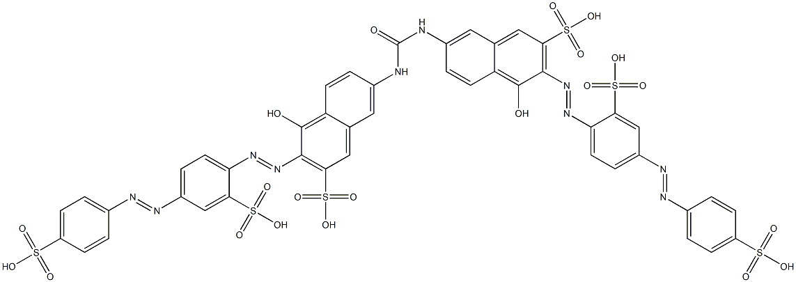 7,7'-(Carbonylbisimino)bis[4-hydroxy-3-[4-(4-sulfophenylazo)-2-sulfophenylazo]-2-naphthalenesulfonic acid] Struktur