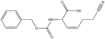 (2S,3Z)-2-[[[(Benzyl)oxy]carbonyl]amino]-6-cyano-3-hexenoic acid Struktur