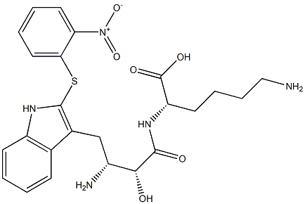 N2-[(2R,3R)-3-Amino-2-hydroxy-4-[2-[(2-nitrophenyl)thio]-1H-indol-3-yl]butyryl]-L-lysine Struktur