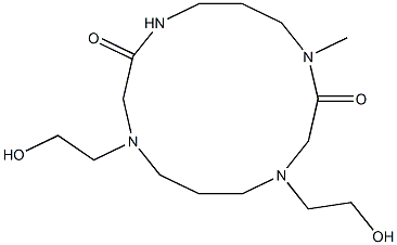 9,13-Bis(2-hydroxyethyl)-6-methyl-2,6,9,13-tetraazacyclotetradecane-1,7-dione Struktur