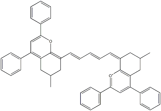 8-[5-(6,7-Dihydro-6-methyl-2,4-diphenyl-5H-1-benzopyran-8-yl)-2,4-pentadienylidene]-5,6,7,8-tetrahydro-6-methyl-2,4-diphenylchromenylium Struktur