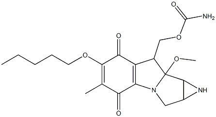 8-[[(Aminocarbonyl)oxy]methyl]-1,1a,2,8,8a,8b-hexahydro-8a-methoxy-5-methyl-6-pentyloxyazirino[2',3':3,4]pyrrolo[1,2-a]indole-4,7-dione Struktur