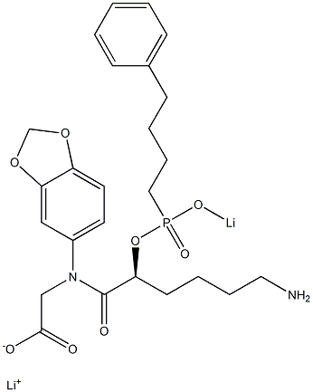 [N-[(2S)-6-Amino-2-[lithiooxy(4-phenylbutyl)phosphinyloxy]hexanoyl]-N-(1,3-benzodioxol-5-yl)amino]acetic acid lithium salt Struktur