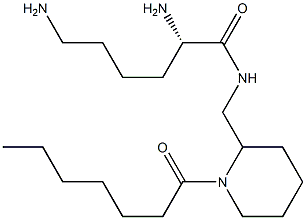 (2S)-2,6-Diamino-N-[(1-heptanoyl-2-piperidinyl)methyl]hexanamide Struktur