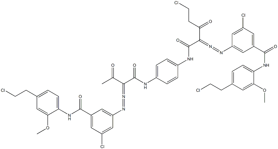 3,3'-[2-(Chloromethyl)-1,4-phenylenebis[iminocarbonyl(acetylmethylene)azo]]bis[N-[4-(2-chloroethyl)-2-methoxyphenyl]-5-chlorobenzamide] Struktur