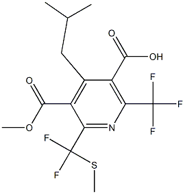 6-(Trifluoromethyl)-2-[difluoro(methylthio)methyl]-4-isobutylpyridine-3,5-di(carboxylic acid methyl) ester Struktur