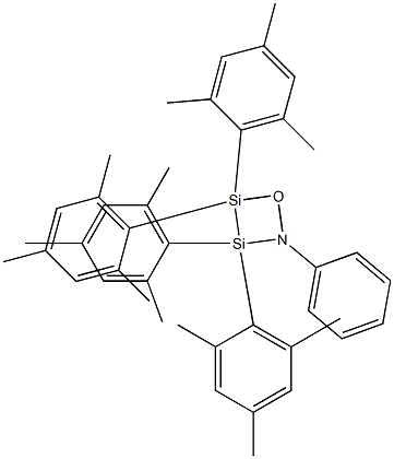 3,3,4,4-Tetramesityl-2-phenyl-1-oxa-2-aza-3,4-disilacyclobutane Struktur