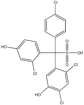 (4-Chlorophenyl)(2-chloro-4-hydroxyphenyl)(2,4-dichloro-5-hydroxyphenyl)methanesulfonic acid Struktur