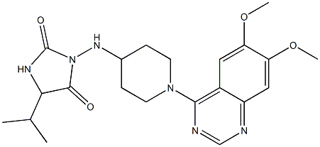 3-[1-(6,7-Dimethoxyquinazolin-4-yl)piperidin-4-yl]amino-5-isopropyl-2,4-dioxo-imidazolidine Struktur