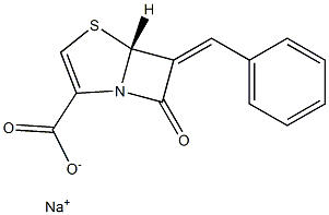 (5R)-7-Oxo-6-[(phenyl)methylene]-4-thia-1-azabicyclo[3.2.0]hept-2-ene-2-carboxylic acid sodium salt Struktur