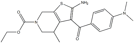 2-Amino-3-(4-dimethylaminobenzoyl)-4,5,6,7-tetrahydro-4-methyl-6-ethoxycarbonylthieno[2,3-c]pyridine Struktur