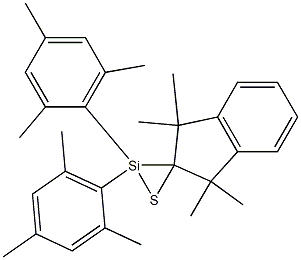 1,1,3,3-Tetramethyl-2',2'-dimesitylspiro[1H-indene-2(3H),3'-[1]thia[2]silacyclopropane] Struktur