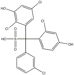 (3-Chlorophenyl)(2-chloro-4-hydroxyphenyl)(2,5-dichloro-3-hydroxyphenyl)methanesulfonic acid Struktur