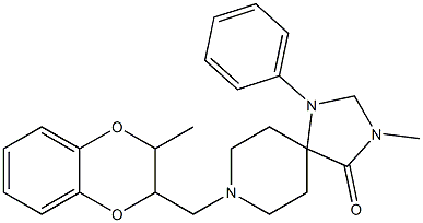 3-Methyl-8-[(3-methyl-1,4-benzodioxan-2-yl)methyl]-1-phenyl-1,3,8-triazaspiro[4.5]decan-4-one Struktur