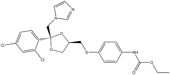 [4-[[[(2R,4R)-2-(2,4-Dichlorophenyl)-2-(1H-imidazol-1-ylmethyl)-1,3-dioxolan-4-yl]methyl]thio]phenyl]carbamic acid ethyl ester Struktur