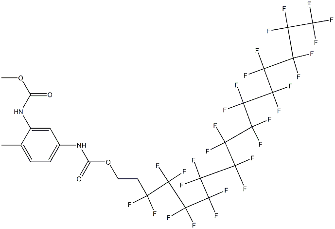 2-Methoxycarbonylamino-4-[(3,3,4,4,5,5,6,6,7,7,8,8,9,9,10,10,11,11,12,12,13,13,14,14,15,15,16,16,16-nonacosafluorohexadecyl)oxycarbonylamino]toluene Struktur