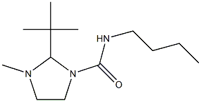 1-Methyl-2-(tert-butyl)-3-(butylcarbamoyl)imidazolidine Struktur