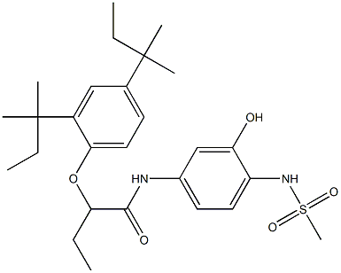 2-Methylsulfonylamino-5-[2-(2,4-di-tert-pentylphenoxy)butyrylamino]phenol Struktur