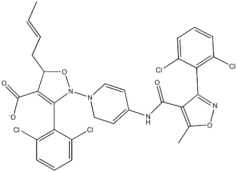 1-Aza-2-(4-((3-(2,6-dichlorophenyl)-5-methylisoxazol-4-yl)carbonylamino)phenyl)prop-1-enyl3-(2,6-dichlorophenyl)-5-methylisoxazole-4-carboxylate Struktur