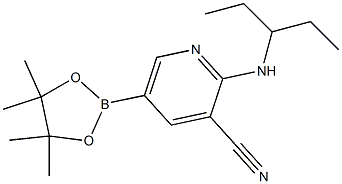 5-(4,4,5,5-tetramethyl-1,3,2-dioxaborolan-2-yl)-2-(pentan-3-ylamino)pyridine-3-carbonitrile Struktur