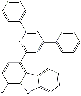 2-(4-fluorodibenzo[b,d]furan-1-yl)-4,6-diphenyl-1,3,5-triazine Struktur