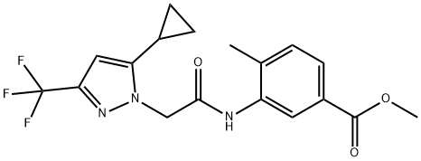 methyl 3-({[5-cyclopropyl-3-(trifluoromethyl)-1H-pyrazol-1-yl]acetyl}amino)-4-methylbenzoate Struktur