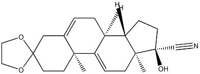 (8S,10S,13S,14S,17R)-17-hydroxy-10,13-dimethyl-1,2,4,7,8,10,12,13,14,15,16,17-dodecahydrospiro[cyclopenta[a]phenanthrene-3,2'-[1,3]dioxolane]-17-carbonitrile Struktur