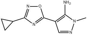 4-(3-cyclopropyl-1,2,4-oxadiazol-5-yl)-1-methyl-1H-pyrazol-5-amine Struktur