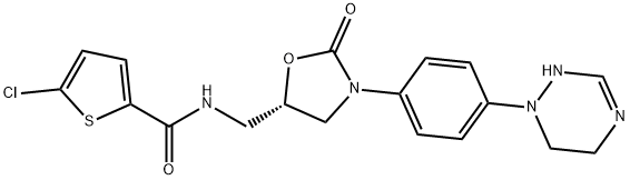 2-Thiophenecarboxamide, 5-chloro-N-[[(5S)-3-[4-(5,6-dihydro-1,2,4-triazin-1(2H)-yl)phenyl]-2-oxo-5-oxazolidinyl]methyl]- Struktur