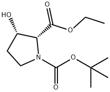 1-(tert-butyl) 2-ethyl (2R,3S)-3-hydroxypyrrolidine-1,2-dicarboxylate Struktur