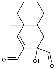 2-hydroxy-4a-methyl-1,2,4a,5,6,7,8,8a-octahydro-2,3-naphthalenedicarbaldehyde Struktur