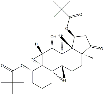 (4S,4aR,5aR,6R,6aR,6bS,7S,9aS,11aS,11bR)-6-hydroxy-9a,11b-dimethyl-9-oxohexadeca hydrocyclopenta[1,2]phenanthro[8a,9-b]oxirene-4,7-diyl bis(2,2-dimethylpropanoate) Struktur