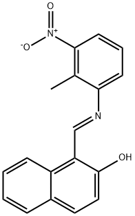 1-{[(2-methyl-3-nitrophenyl)imino]methyl}-2-naphthol Struktur