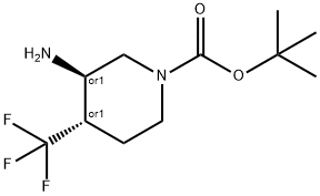 tert-butyl (3S,4R)-3-amino-4-(trifluoromethyl)piperidine-1-carboxylate Struktur