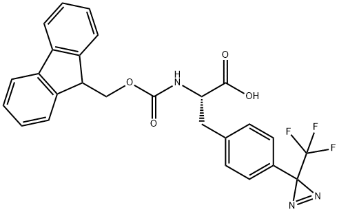 L-Phenylalanine, N-[(9H-fluoren-9-ylmethoxy)carbonyl]-4-[3-(trifluoromethyl)-3H-diazirin-3-yl]- Struktur