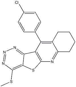 11-(4-chlorophenyl)-7,8,9,10-tetrahydro[1,2,3]triazino[4',5':4,5]thieno[2,3-b]quinolin-4-yl methyl sulfide Struktur